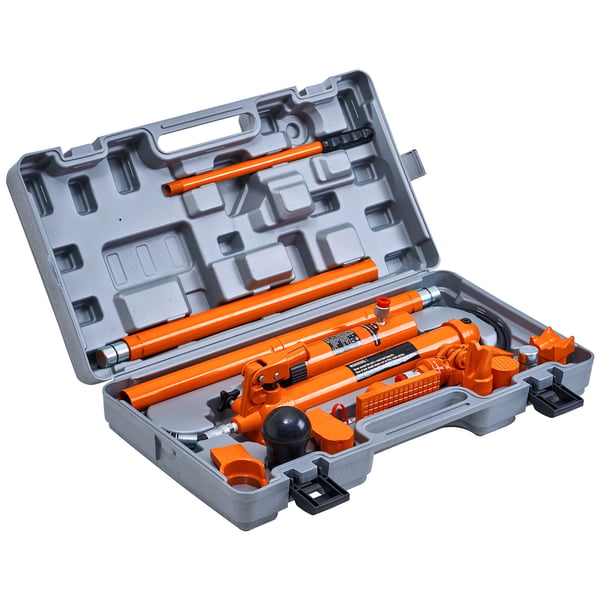 Hydraulisk domkraftssats 10 ton 132 mm x 1.4 m orange, förvaring