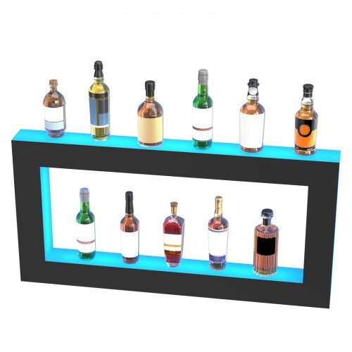 LED spiritusflaske displayhylde, 1210x600x114 mm, flerfarvet, akryl LED spiritusflaske displayhylde, 1210x600x114 mm, flerfarvet, akryl