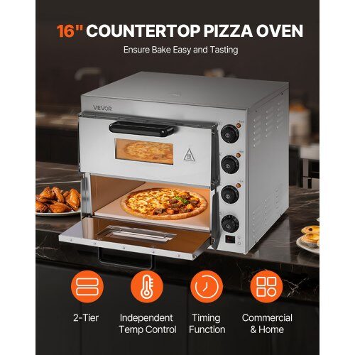 Pizzaovn, 56x47.5x43.3 cm, Elektrisk, Rustfrit stål