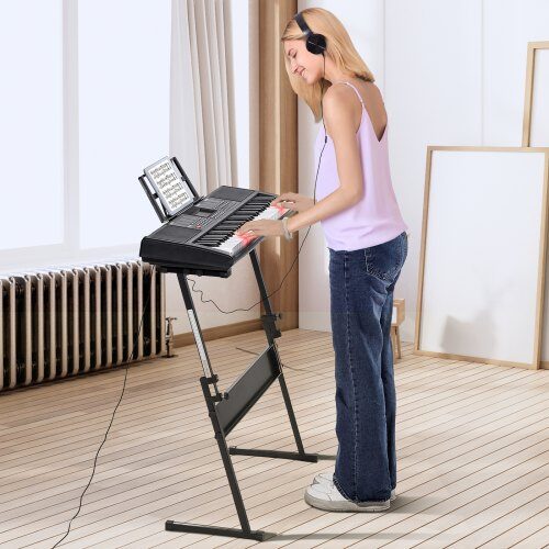Digitalt Keyboardpiano, 61 tangenter, 85x25,5x120 cm, Justerbart stativ, Elektriskt