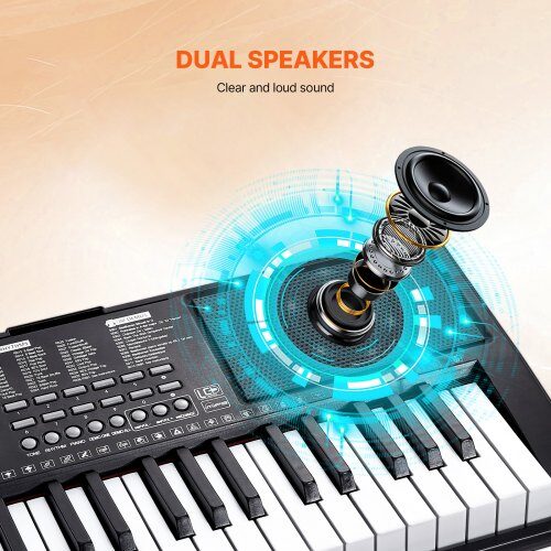Digitalt Keyboardpiano, 61 tangenter, 85x25,5x120 cm, Justerbart stativ, Elektriskt