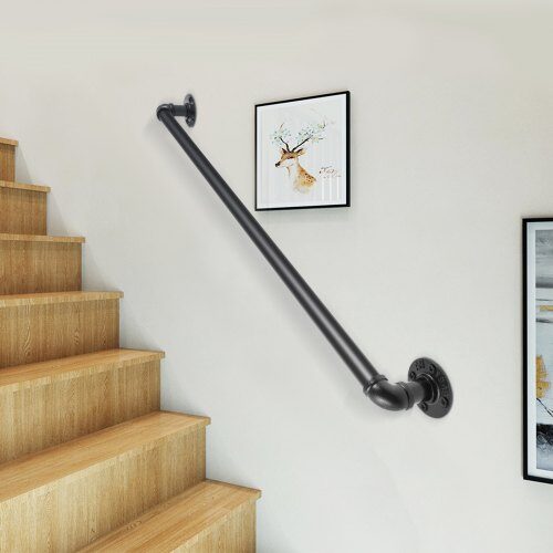 Trappegelænder, 61 cm, Sort, Kulstofstål