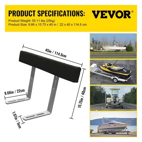 Bådtrailer guide-ons, 121.9x22x40 cm, stål