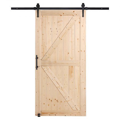 Skjutdörr och beslagssats, 106.7x213.4 cm, gran, panelad trä