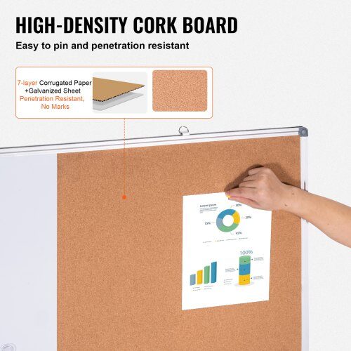 Whiteboard och anslagstavla kombination, 90x120x2 cm, Vit, Aluminiumram