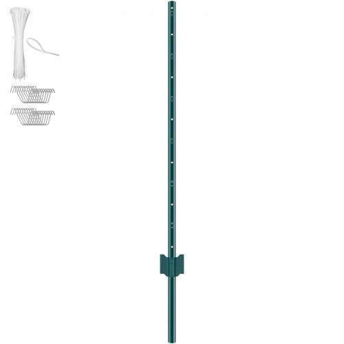 Hegnspæl, 10-pak U-profil kraftig metal, 8.7x1.5x121.9 cm, grøn, stål