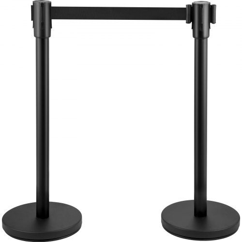 Avspärrningsstolpe Set, 90x32 cm, Svart, Stål