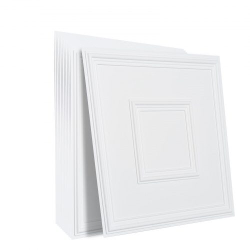 Loftplader, 61x61 cm, Hvid, PVC