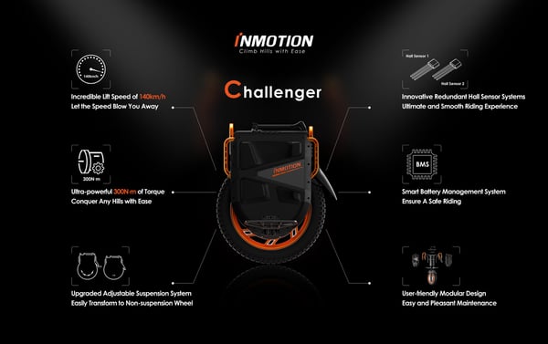 Elektrisk enhjuling InMotion V13 Challenger sort