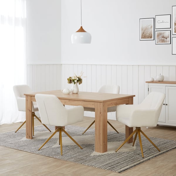 Spisestolssæt, Home, Moderne polstret bouclé lænestol, 56x86x60 cm, Beige