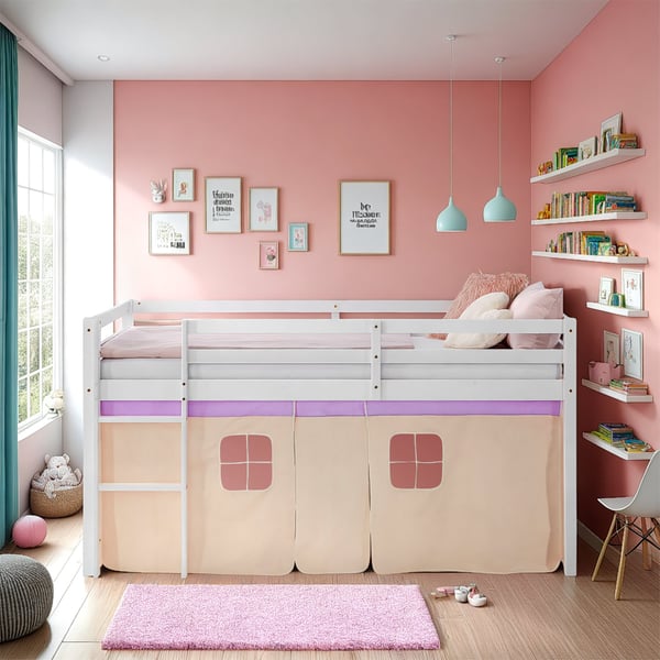 Loftseng, Home, 207,5x110x99,5 cm, Hvid, Lilla, Orange