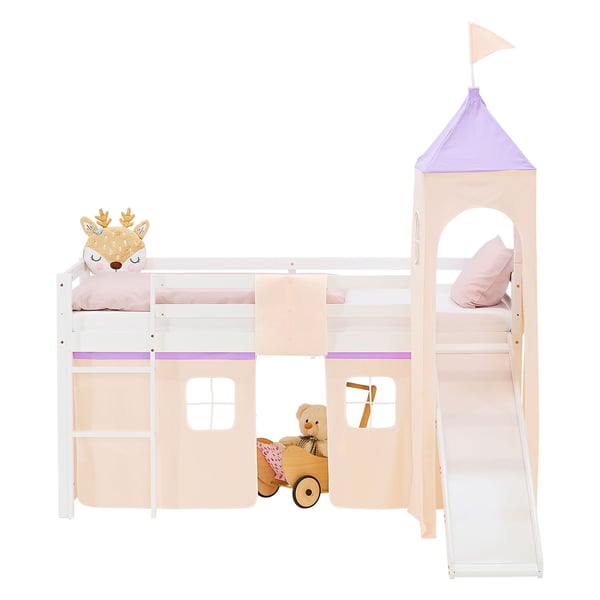 Loftseng, Home, 207,5x228x217,5 cm, Hvid, Lilla, Orange