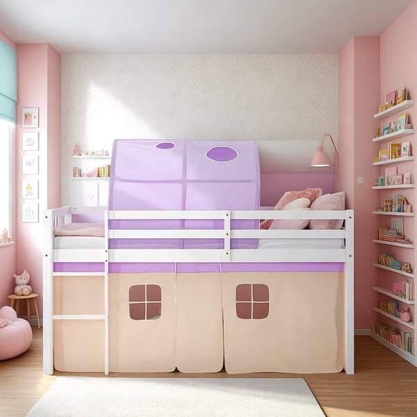 Loftseng, Home, 207,5x160x99,5 cm, Hvid, Lilla, Orange