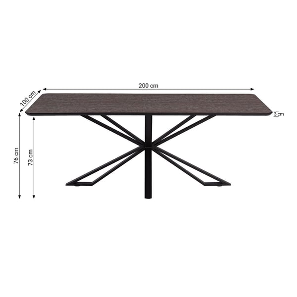Spisebord, Home, 200x100x76 cm, Brun, Sort