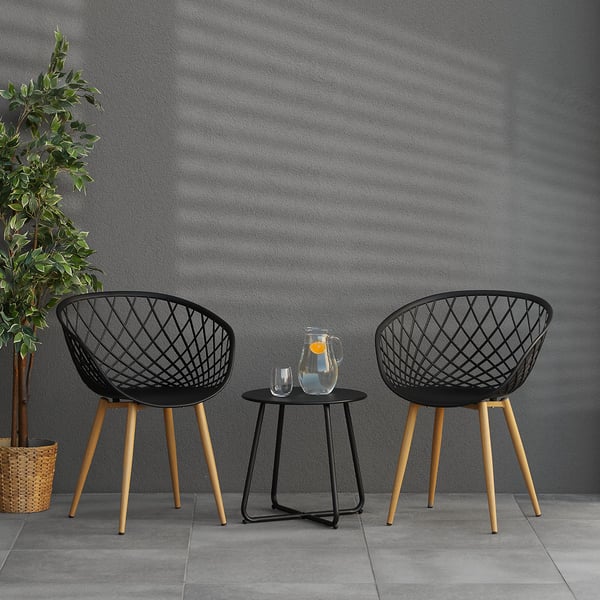 Havesæt med armlæn, Home, 62x80x57 cm, Sort