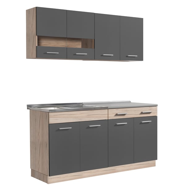 Keittiökaappisarja, Home, 160x60x206,5 cm, harmaa
