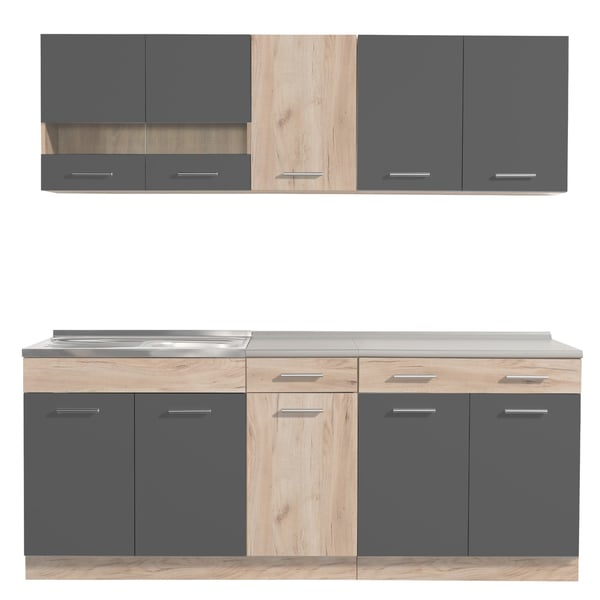 Køkkenskabssæt, Home, 200x60x206,5 cm, Grå