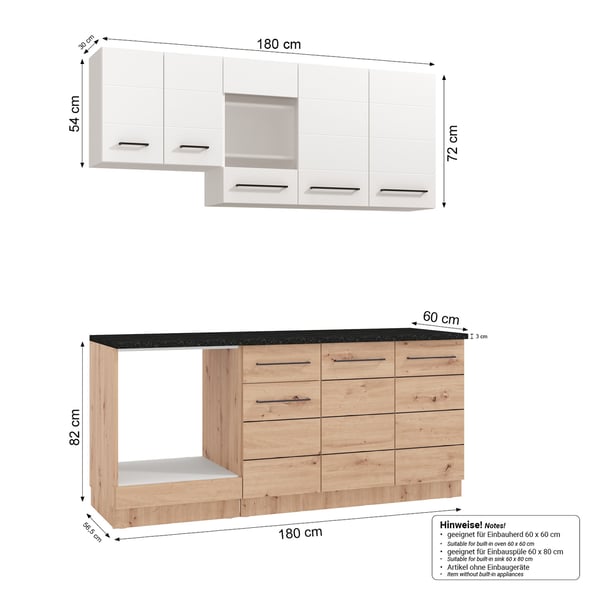 Køkkenelement, Home, 180x200x60 cm, Hvid