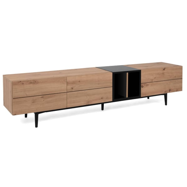 TV-bord, Home, 195x37x48 cm, Sort, Brun