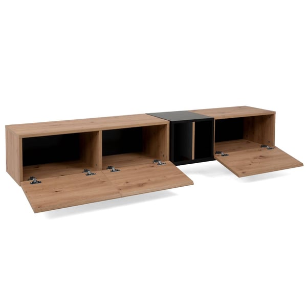 TV-bord, Home, 195x37x48 cm, Sort, Brun