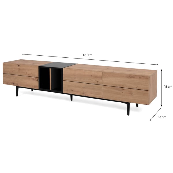 TV-bord, Home, 195x37x48 cm, Sort, Brun