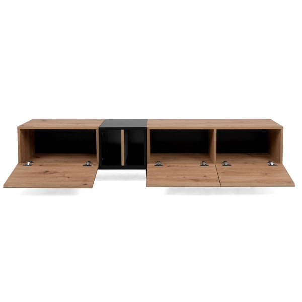 TV-bord, Home, 195x37x48 cm, Sort, Brun