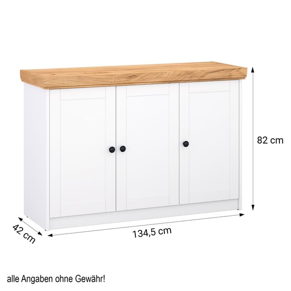 Skænk, Home, 134,6x82x41,8 cm, Hvid, Brun