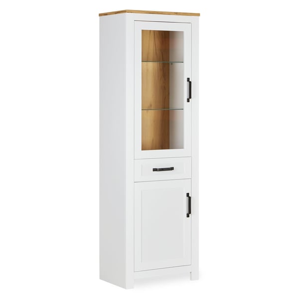 Highboard Skab, Home, 64x199,5x41 cm, Hvid, Brun