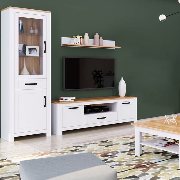 Highboard Skab, Home, 64x199,5x41 cm, Hvid, Brun