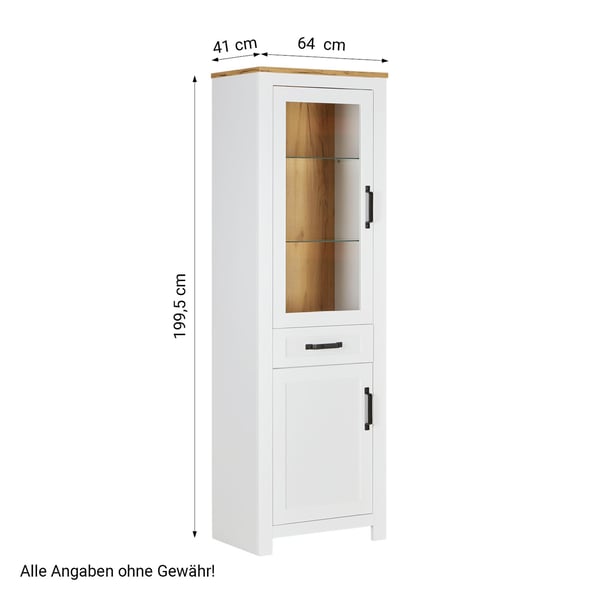 Highboard Skab, Home, 64x199,5x41 cm, Hvid, Brun