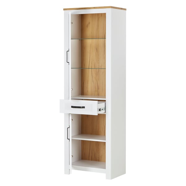 Highboard Skab, Home, 64x199,5x41 cm, Hvid, Brun