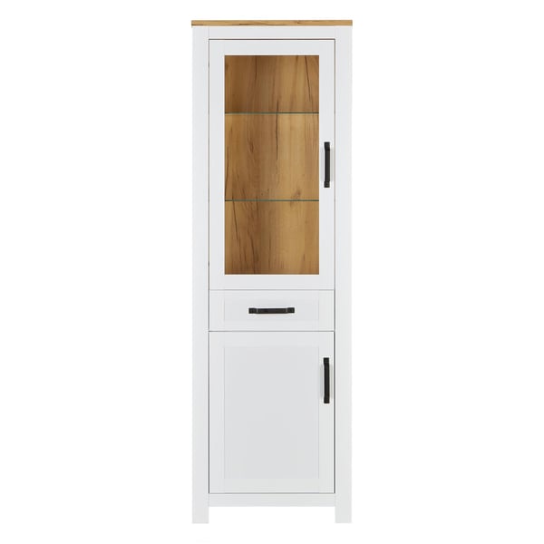 Highboard Skab, Home, 64x199,5x41 cm, Hvid, Brun