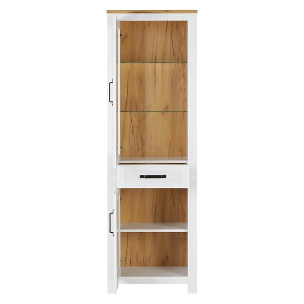 Highboard Skab, Home, 64x199,5x41 cm, Hvid, Brun