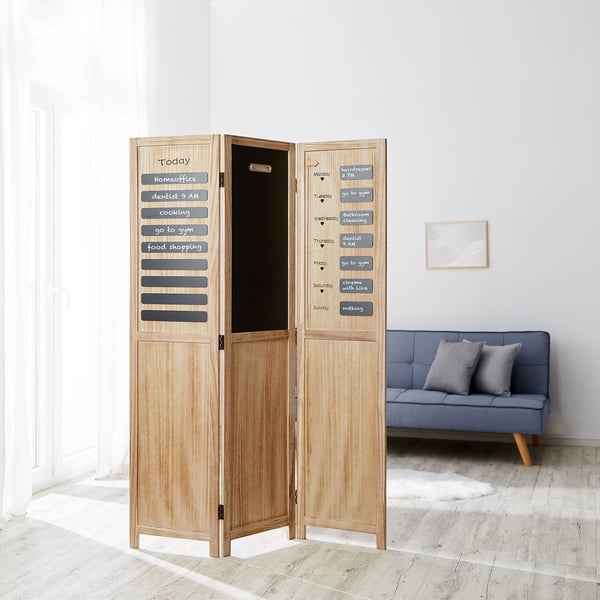 Rumdeler, Home, Træ 3-panel Tavle Organizer, 120x2x170 cm, Sort