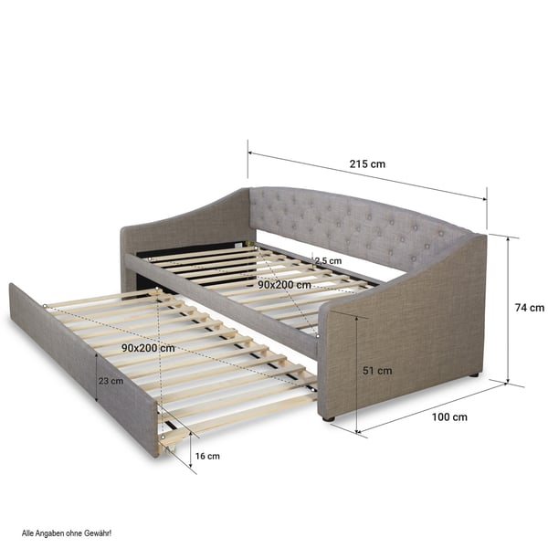 Daybed, Home, 100x215 cm, Grå
