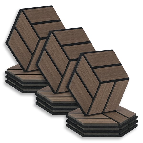 Akustikpaneler, Home, sekskantede bikube 3D vægpaneler, 30x26x2 cm, brun