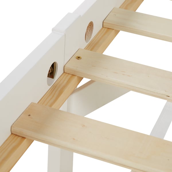 Enkeltseng, Home, Massiv fyrretræsramme Shaker-stil dagseng, 98x206x82 cm, Hvid