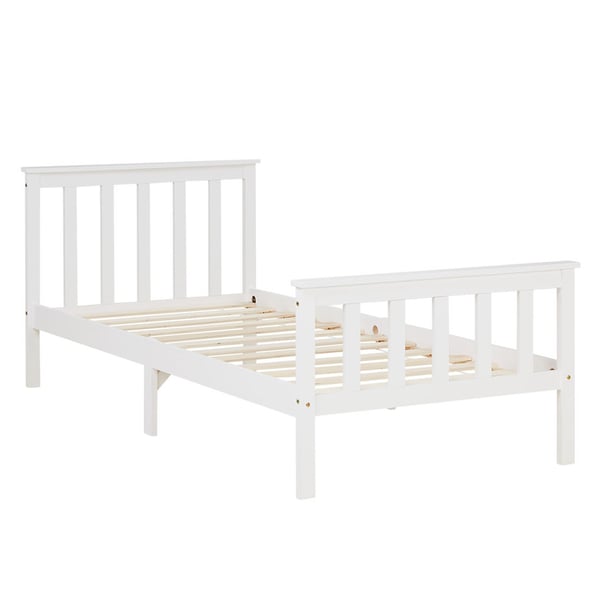 Enkeltseng, Home, Massiv fyrretræsramme Shaker-stil dagseng, 98x206x82 cm, Hvid