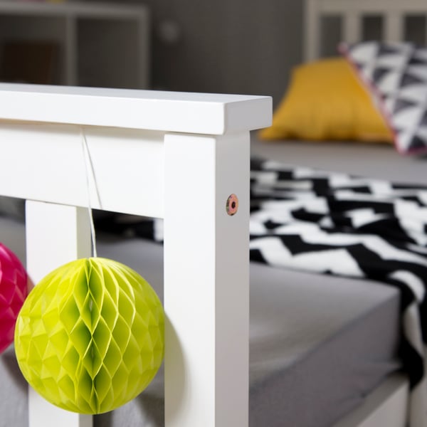 Enkeltseng, Home, Massiv fyrretræsramme Shaker-stil dagseng, 98x206x82 cm, Hvid