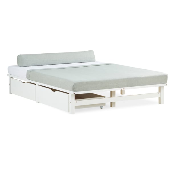 Seng, Home, Palle-design Massivt Træ, 140x200x28 cm, Hvid