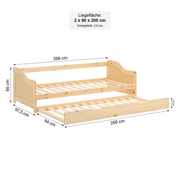Seng, Home, 206x66x97.5 cm, Natur