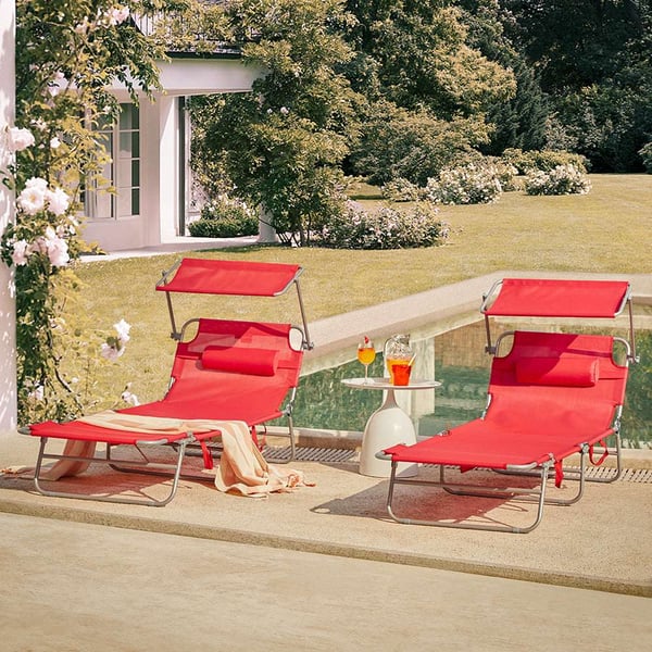 Udendørs Foldbar Bærbar Liggestol, OGS48-R, 195x63x90 cm, Sort