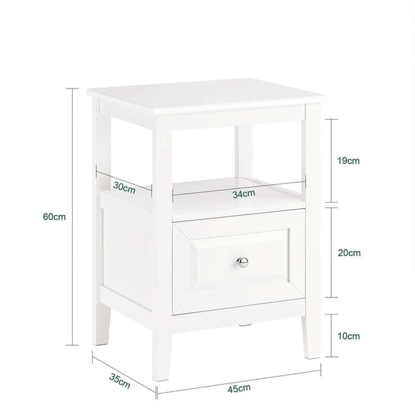 Natbord, FBT131-W, 45x35x60 cm, Hvid