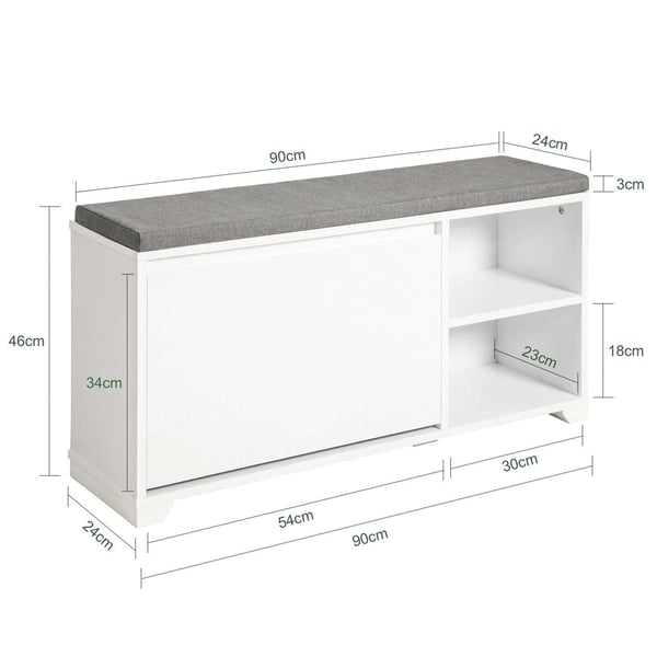 Skobænk, FSR119-W, 90x24x46 cm, Hvid