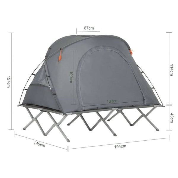 Campingstelt, OGS60-L-HG, 194L x 145W x 157H cm, Grå