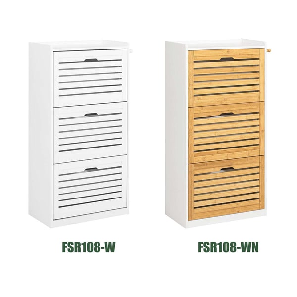 Sko Skab, FSR108-W, 30x112x55 cm, Hvid