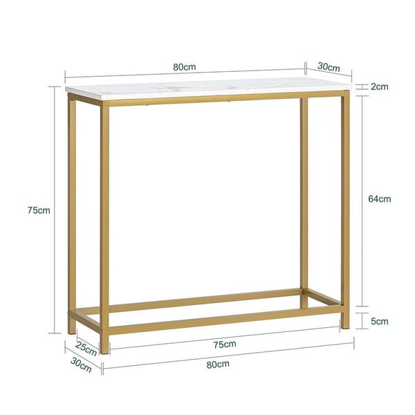 Konsolbord, FSB29-G, 80x30x75 cm, Gylden og Hvid