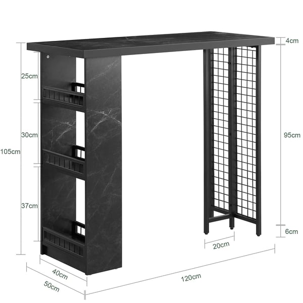 Baaripöytä, FWT100-SCH, 120x50x105 cm, Ruskea