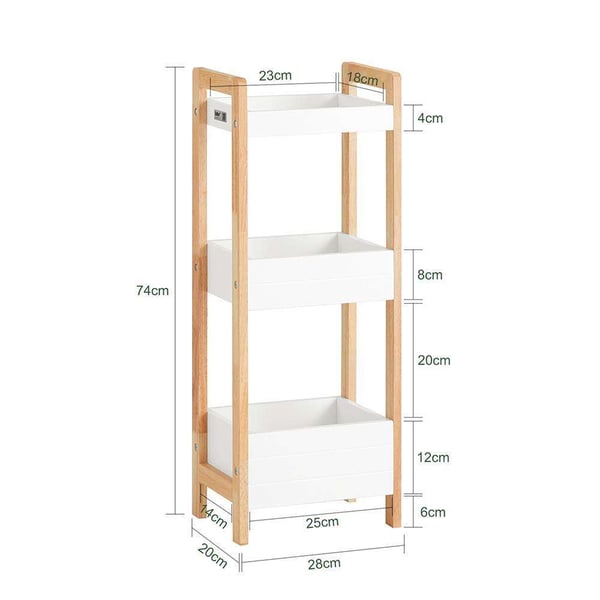 Badeværelse Hylde, FRG226-WN, 28x20x74 cm, Brun