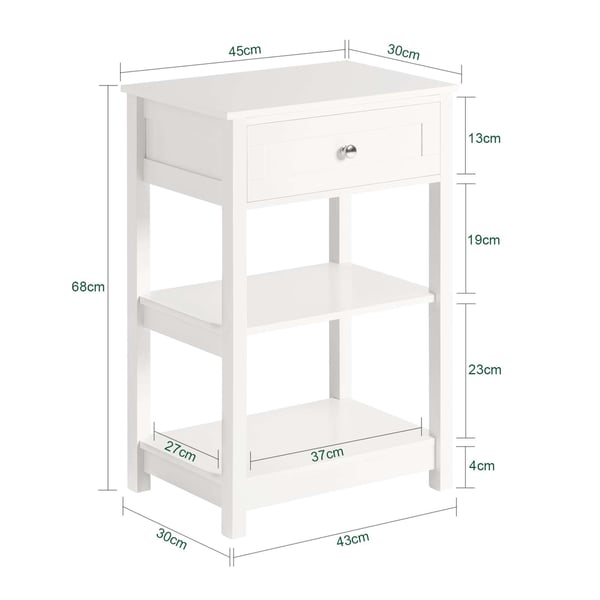 Sengetøj Bord, FBT46-W, 45x30x68 cm, Hvid
